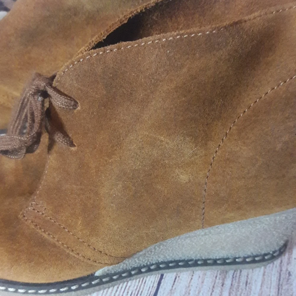 J. Crew made in Italy suede wedge booties size 7